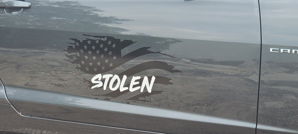 BLACKED OUT STOLEN transparent car decal